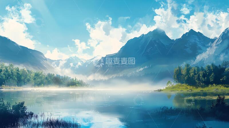 高清大图下载【趣麦麦图】宽屏风景画山水宽幅高清