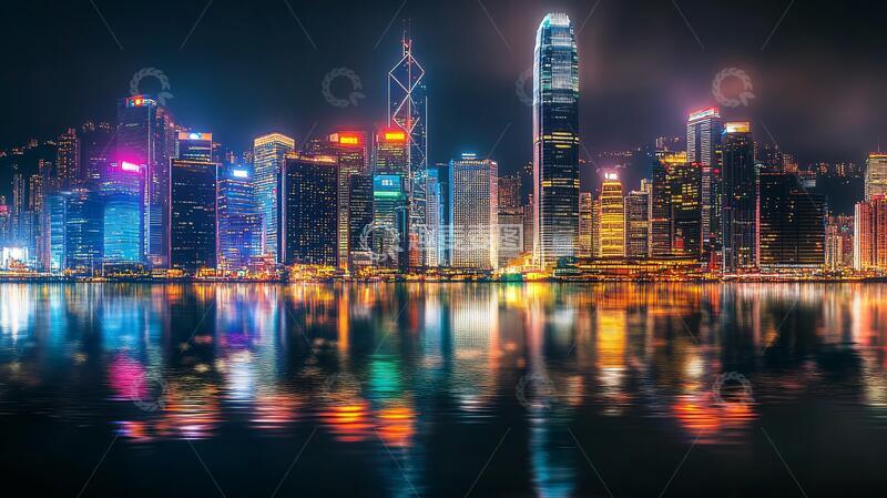 高清大图下载【趣麦麦图】维港灯光色彩