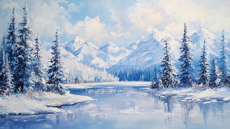 高清大图下载【趣麦麦图】雪景油画油画雪景电脑