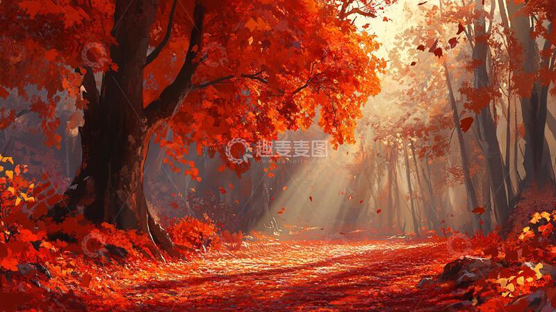 高清大图下载【趣麦麦图】秋天森林画唯美秋色15