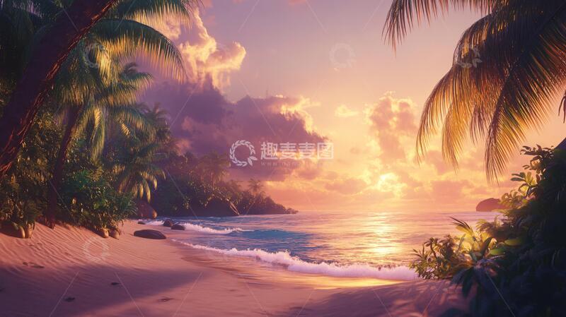 高清大图下载【趣麦麦图】海岛黄昏高清1