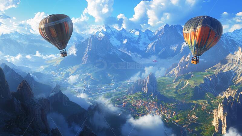 高清大图下载【趣麦麦图】地貌热气球壁纸场景背景