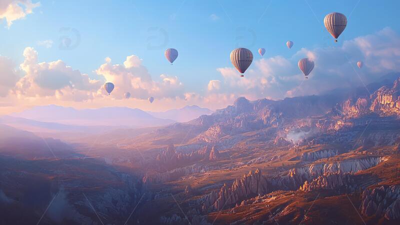 高清大图下载【趣麦麦图】唯美热气球风景场景壁纸