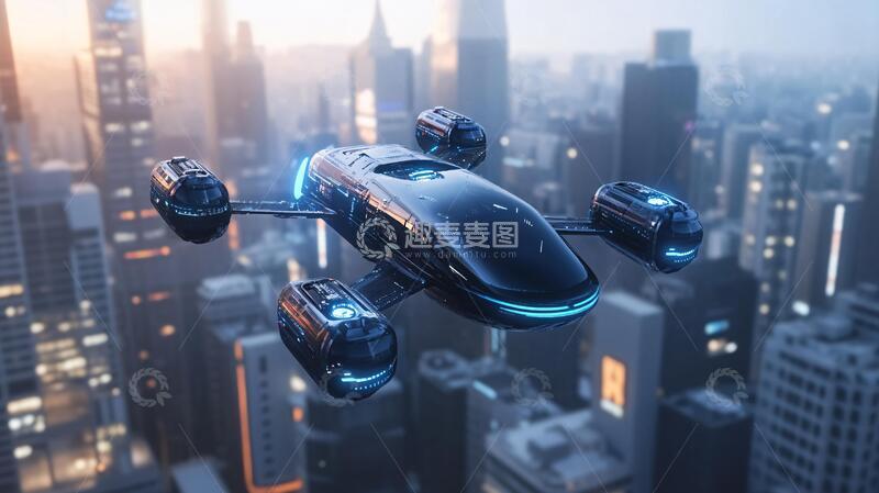 高清大图下载【趣麦麦图】飞行汽车汽车科幻智能