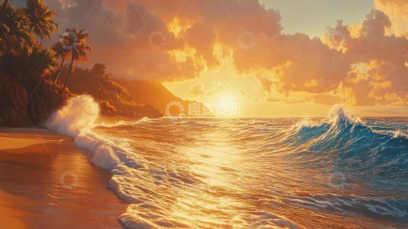 高清大图下载【趣麦麦图】唯美韵律自然海边背景7
