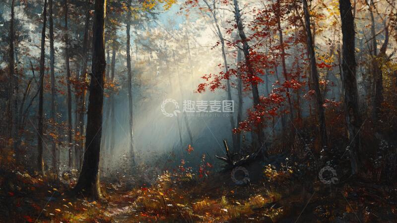 高清大图下载【趣麦麦图】秋天森林画秋天壁纸15