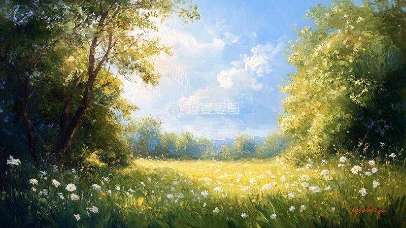 高清大图下载【趣麦麦图】宽屏风景画插画宽幅风光