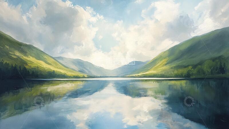 高清大图下载【趣麦麦图】宽屏风景画插画山水宽幅