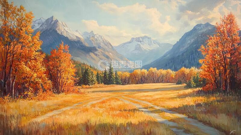 高清大图下载【趣麦麦图】唯美秋天风景油画5
