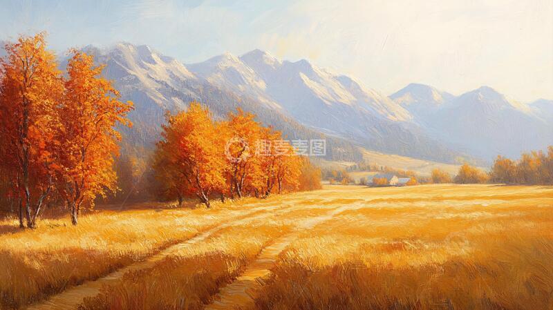 高清大图下载【趣麦麦图】唯美秋天风景油画4