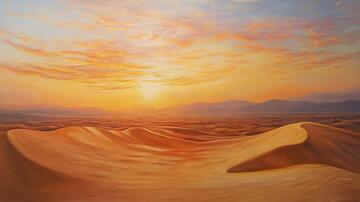 荒漠霞光插画大漠荒漠