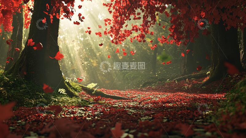 高清大图下载【趣麦麦图】红色树叶桌面1