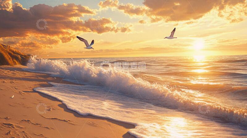 高清大图下载【趣麦麦图】午后暖阳海鸟1