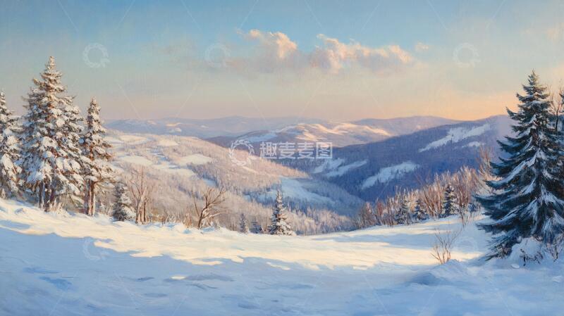 高清大图下载【趣麦麦图】雪景日出全景5