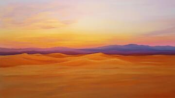 撒哈拉油画插画油画水彩