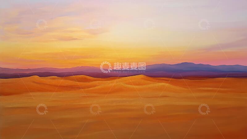 高清大图下载【趣麦麦图】撒哈拉油画插画油画水彩