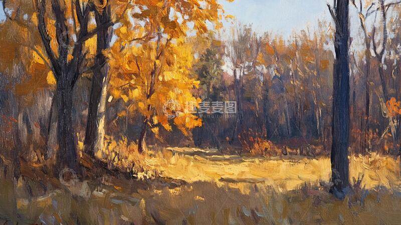 高清大图下载【趣麦麦图】油画秋色油画秋景秋色