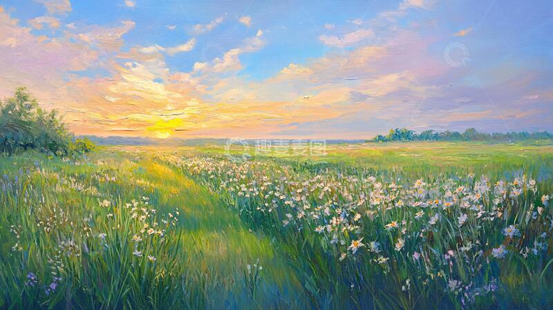 高清大图下载【趣麦麦图】油画草地油画草地风景