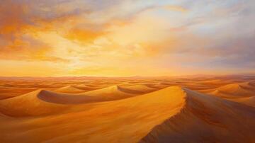 荒漠霞光大漠荒漠插画