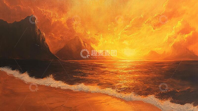 高清大图下载【趣麦麦图】金光万丈油画2