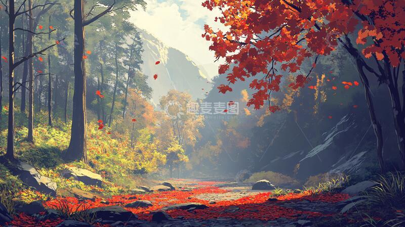 高清大图下载【趣麦麦图】秋天森林画秋天壁纸19