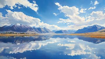 羊湖全景图羊湖倒影宽幅