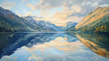 水面倒影油画效果