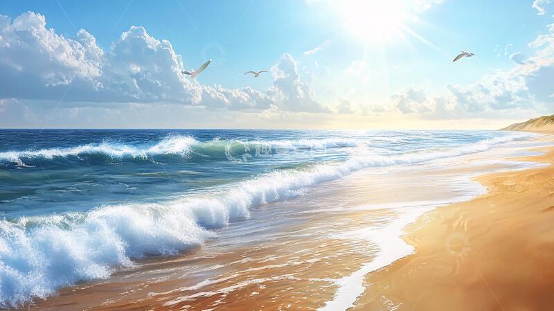 高清大图下载【趣麦麦图】阳光灿烂大海