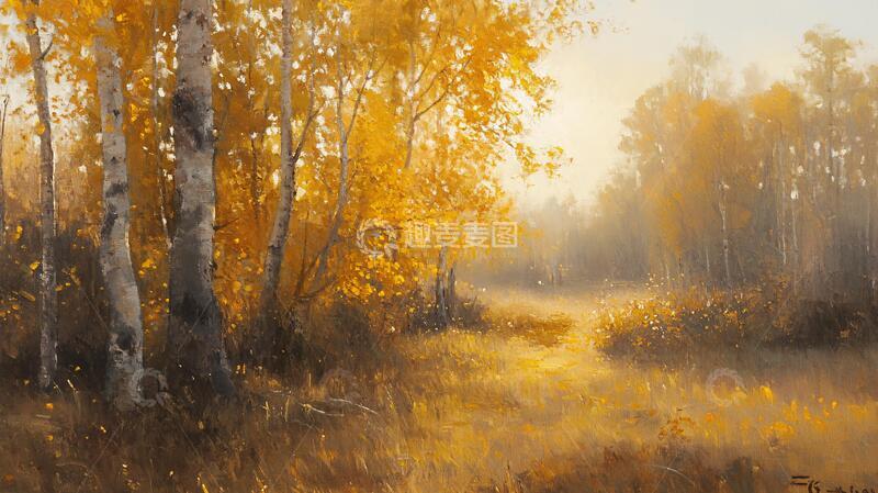 高清大图下载【趣麦麦图】秋天森林画秋天壁纸10