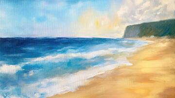 海岸线与日出波浪