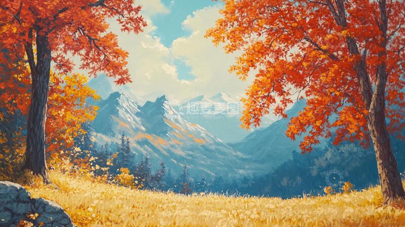 高清大图下载【趣麦麦图】秋天森林画秋天壁纸13