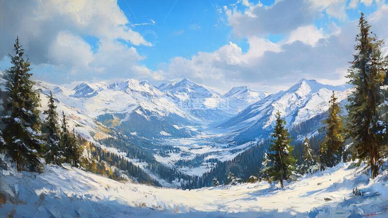 高清大图下载【趣麦麦图】雪山原画原画壁纸风光