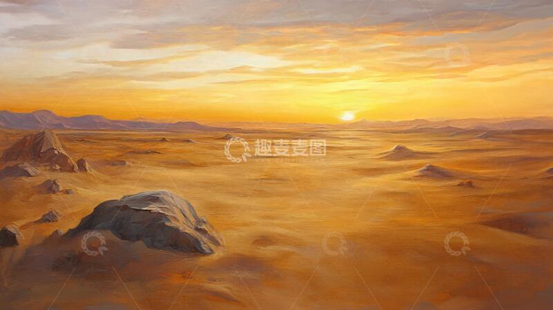 高清大图下载【趣麦麦图】荒野黄昏插画14