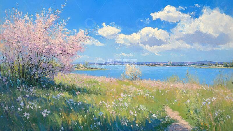 高清大图下载【趣麦麦图】春天风景油画1