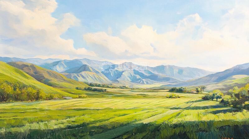 高清大图下载【趣麦麦图】草地原画草原插画风光