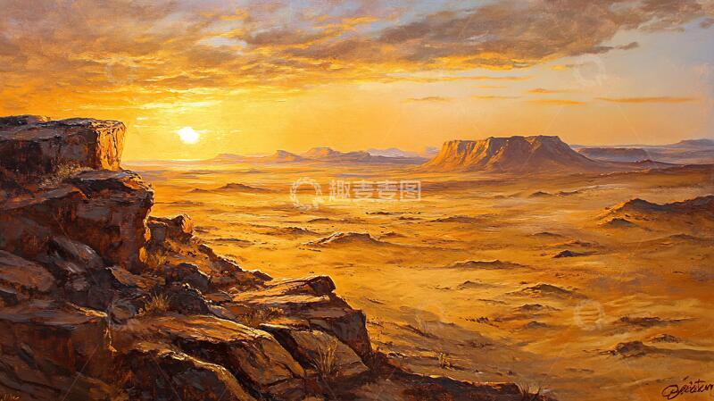 高清大图下载【趣麦麦图】荒野黄昏插画16