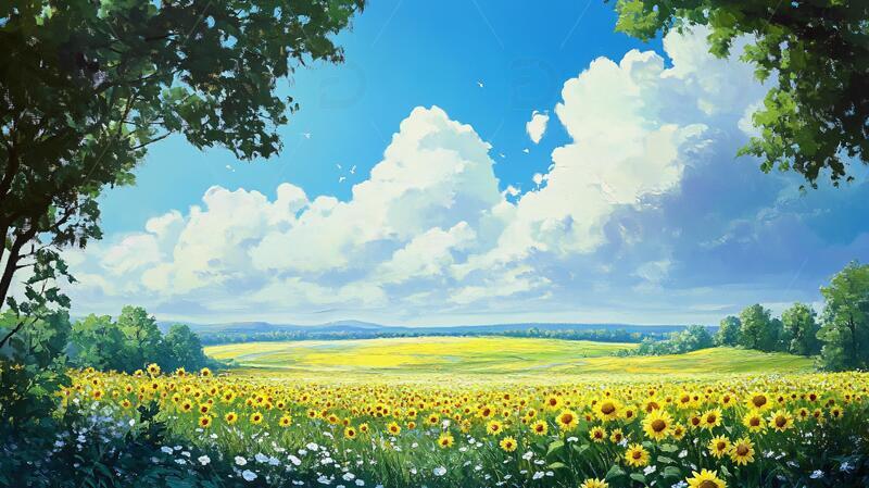 高清大图下载【趣麦麦图】宽屏风景画插画场景宽幅