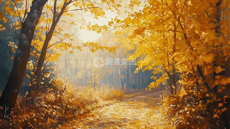 高清大图下载【趣麦麦图】秋天森林画秋天壁纸8