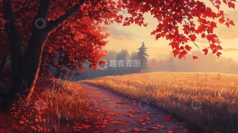 高清大图下载【趣麦麦图】唯美秋景秋天小道2