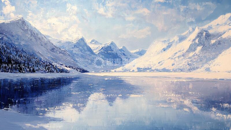 高清大图下载【趣麦麦图】连绵雪山湖泊
