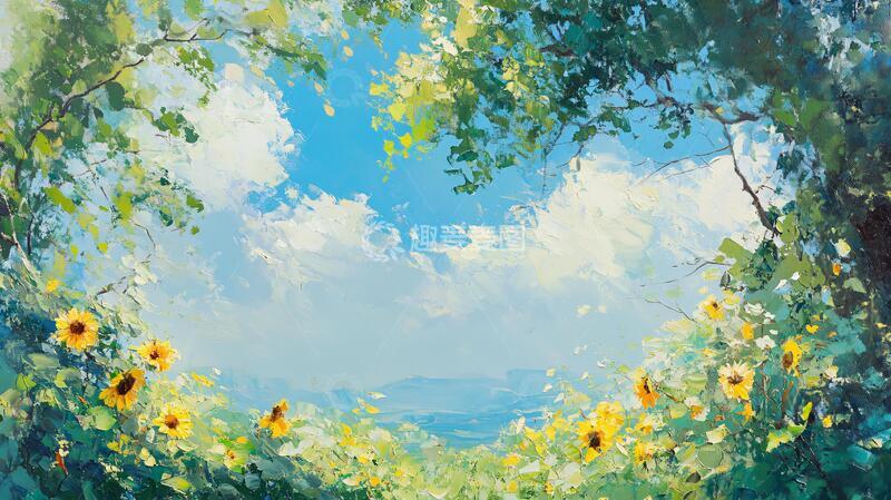 高清大图下载【趣麦麦图】风景厚涂插画油画壁纸