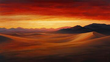 撒哈拉油画插画大漠油画