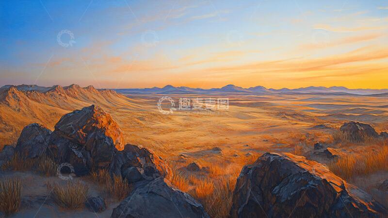 高清大图下载【趣麦麦图】荒野黄昏插画13