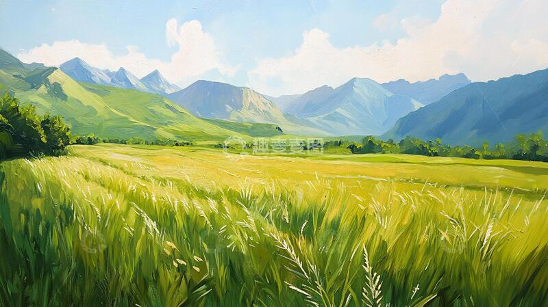 高清大图下载【趣麦麦图】青稞插画插画稻田青稞