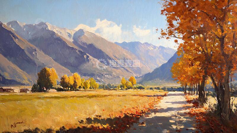 高清大图下载【趣麦麦图】唯美秋天风景油画3