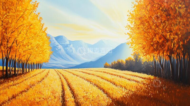 高清大图下载【趣麦麦图】金秋风景插画4