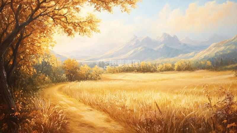 高清大图下载【趣麦麦图】唯美秋天风景油画2