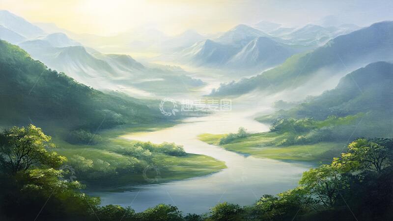 高清大图下载【趣麦麦图】宽屏风景画油画水墨原画