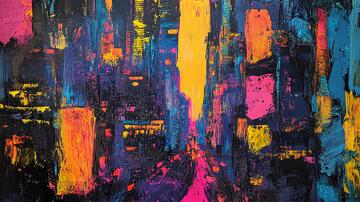 城市油画油画绘画宽幅