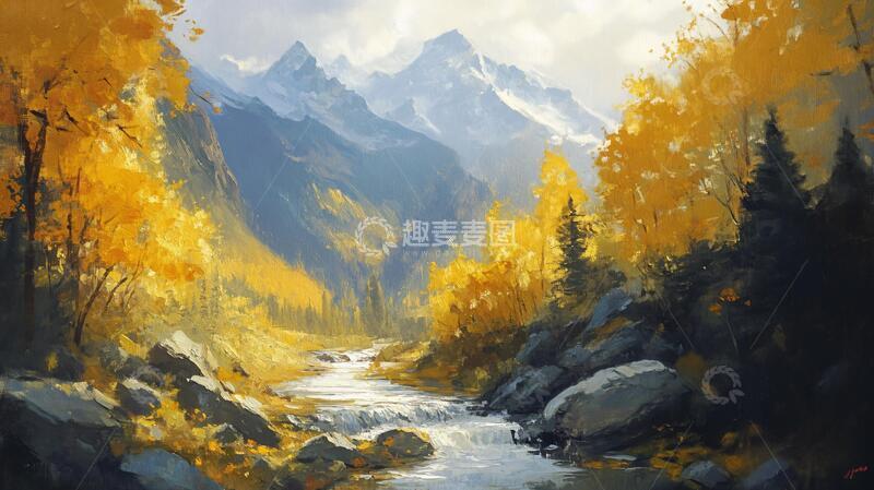 高清大图下载【趣麦麦图】秋天森林画秋天壁纸7